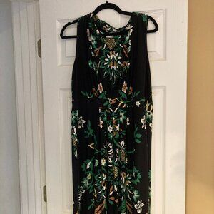 Chico's Black Floral/Fruit Maxi Sleeveless Dress, size 2 (US 12/14)